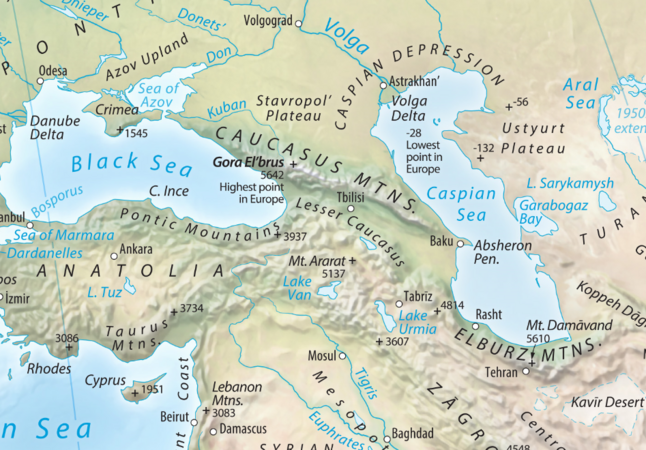 Equal earth map of Armenia and Georgia