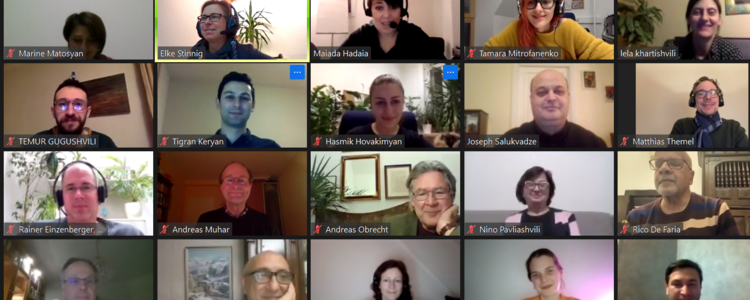Faces of the participants on Zoom