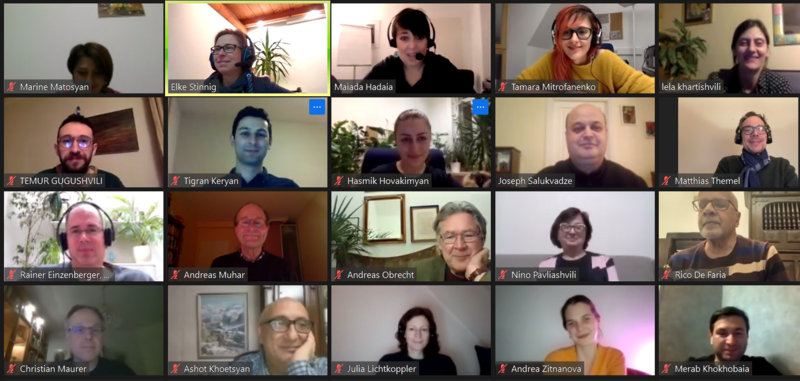 Faces of the participants on Zoom