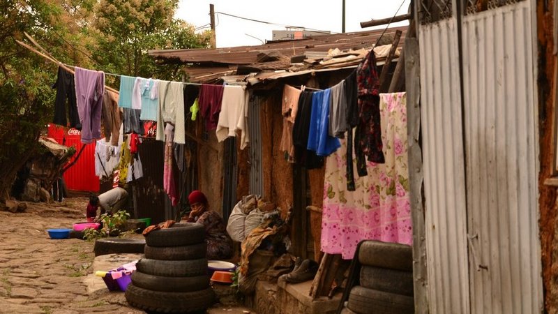 Informal settlement with clothes
