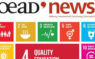 SDG Icons of SDG 1 to 12 under the OeAD news headline