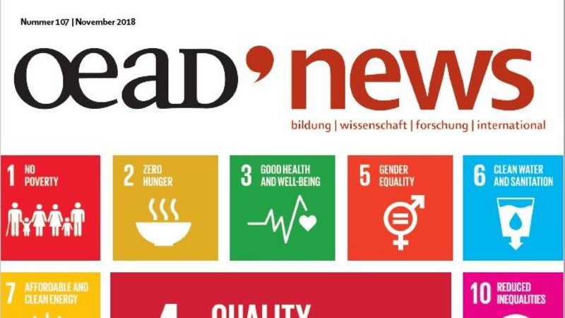 SDG Icons of SDG 1 to 12 under the OeAD news headline