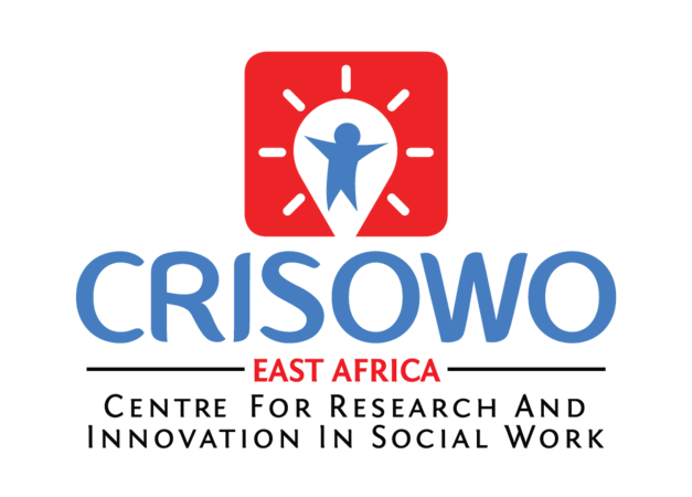 Blue, red and black colored CRISOWO-Logo on white background